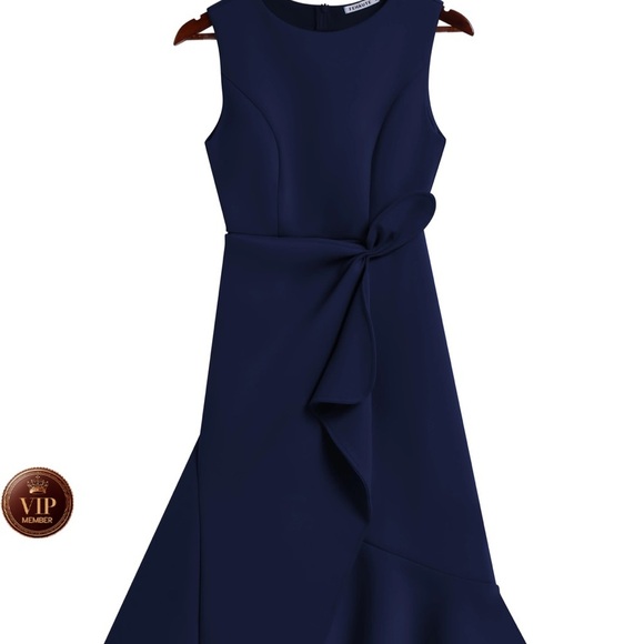 Fehaute Elegant Blue One Shoulder Asymmetrical Cocktail Dress - Picture 4 of 5